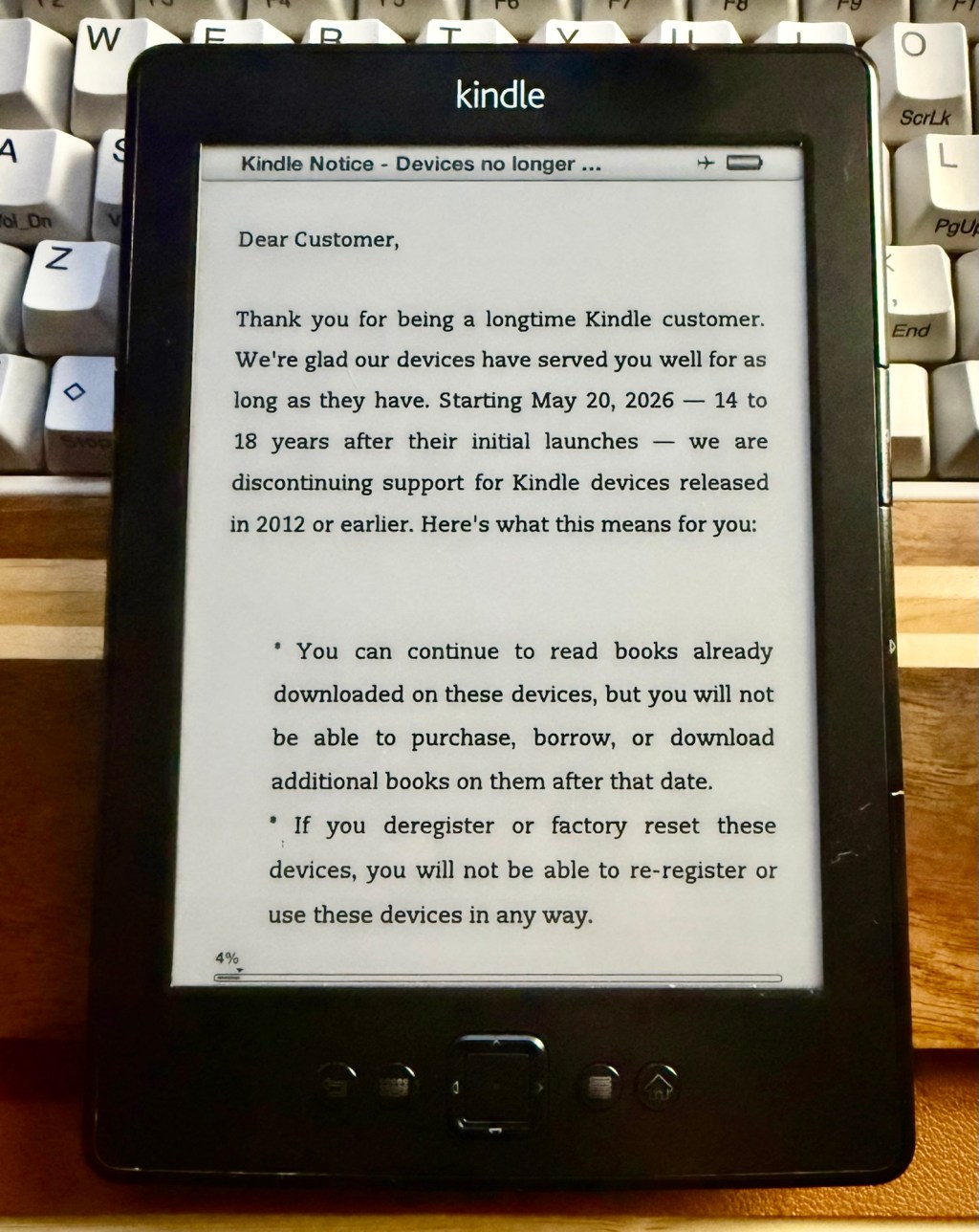 Kindle 4 : End of life&nbsp;notice
